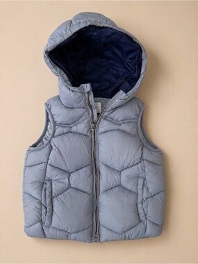 Zara Baby Boy Hooded Puffer Vest Gray 2-3T